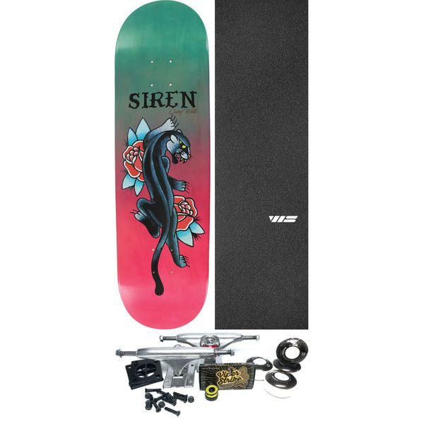 Siren Skateboards Casey Wells Panther Blue / Red Fade Skateboard Deck - 8.5" x 32" - Complete Skateboard Bundle